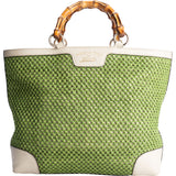 Gucci Green Nets Bamboo Handbag