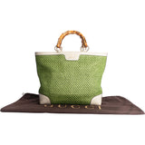 Gucci Green Nets Bamboo Handbag