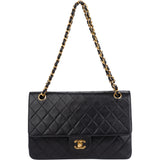 Chanel Quilted Lambskin 24K Gold Double Flap Crossbody Bag