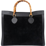 Gucci Black Suede Bamboo Handbag