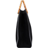 Gucci Black Suede Bamboo Handbag