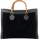 Gucci Black Suede Bamboo Handbag