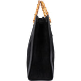 Gucci Black Suede Bamboo Handbag