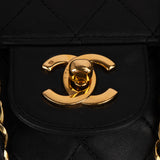 Chanel Quilted Lambskin 24K Gold Double Flap Crossbody Bag