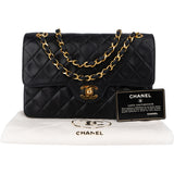 Chanel Quilted Lambskin 24K Gold Small Double  Flap Crossbody Bag