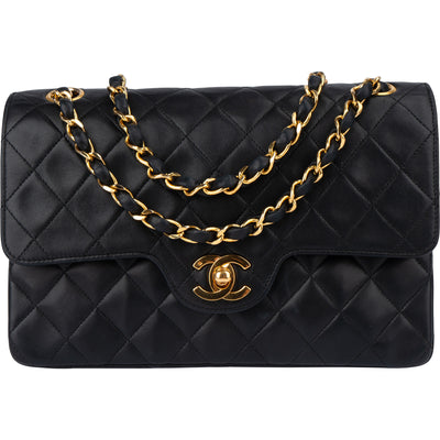 Chanel Quilted Lambskin 24K Gold Small Double  Flap Crossbody Bag