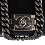 Chanel Braided Fabric Boy Single Flap Crossbody Bag
