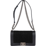 Chanel Braided Fabric Boy Single Flap Crossbody Bag