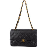 Chanel Quilted Lambskin 24K Gold Small Double Flap Crossbody Bag