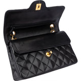 Chanel Quilted Lambskin 24K Gold Small Double Flap Crossbody Bag