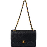 Chanel Quilted Lambskin 24K Gold Small Double  Flap Crossbody Bag