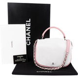 Chanel Pink Stitching Lambskin Top Handle Single Flap Crossbody Bag