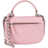 Chanel Pink Stitching Lambskin Top Handle Single Flap Crossbody Bag