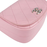 Chanel Pink Stitching Lambskin Top Handle Single Flap Crossbody Bag