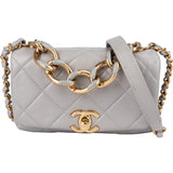 Chanel Quilted Grey Lambskin Mini Single Flap Crossbody Bag