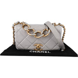 Chanel Quilted Grey Lambskin Mini Single Flap Crossbody Bag