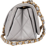 Chanel Quilted Grey Lambskin Mini Single Flap Crossbody Bag
