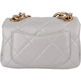 Chanel Quilted Grey Lambskin Mini Single Flap Crossbody Bag