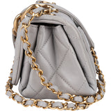 Chanel Quilted Grey Lambskin Mini Single Flap Crossbody Bag