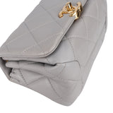 Chanel Quilted Grey Lambskin Mini Single Flap Crossbody Bag