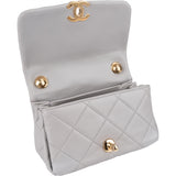 Chanel Quilted Grey Lambskin Mini Single Flap Crossbody Bag