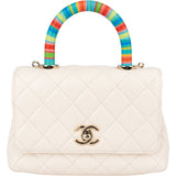 Chanel Quilted Coatskin Mini Rainbow Handle Flap Handbag