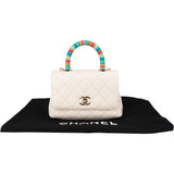 Chanel Quilted Coatskin Mini Rainbow Handle Flap Handbag
