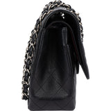 Chanel Quilted Caviar Leather Palladium Jumbo Double Flap Crossbody Bag