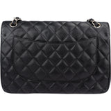 Chanel Quilted Caviar Leather Palladium Jumbo Double Flap Crossbody Bag