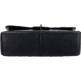 Chanel Quilted Caviar Leather Palladium Jumbo Double Flap Crossbody Bag