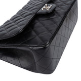 Chanel Quilted Caviar Leather Palladium Jumbo Double Flap Crossbody Bag