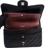 Chanel Quilted Caviar Leather Palladium Jumbo Double Flap Crossbody Bag