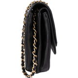 Chanel Quilted Lambskin 24K Gold Half Moon Double Flap Shoulder Bag