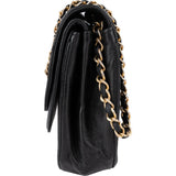 Chanel Quilted Lambskin 24K Gold Half Moon Double Flap Shoulder Bag