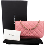 Chanel Pink Caviar Leather Wallet On Chain Crossbody Bag