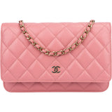 Chanel Pink Caviar Leather Wallet On Chain Crossbody Bag