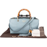 Gucci Limited Blue Leather Bamboo Handbag