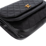 Chanel Quilted Lambskin 24K Gold Half Moon Double Flap Shoulder Bag