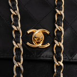 Chanel Quilted Lambskin 24K Gold Half Moon Double Flap Shoulder Bag