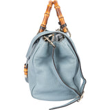 Gucci Limited Blue Leather Bamboo Handbag
