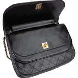 Chanel Quilted Lambskin 24K Gold Half Moon Double Flap Shoulder Bag