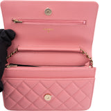 Chanel Pink Caviar Leather Wallet On Chain Crossbody Bag