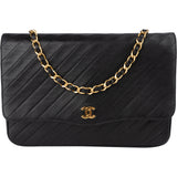 Chanel Noir Chevron Lambskin Single Flap Shoulder Bag