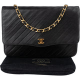 Chanel Noir Chevron Lambskin Single Flap Shoulder Bag