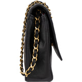 Chanel Noir Chevron Lambskin Single Flap Shoulder Bag