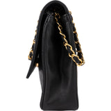 Chanel Noir Chevron Lambskin Single Flap Shoulder Bag