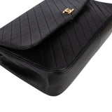 Chanel Noir Chevron Lambskin Single Flap Shoulder Bag