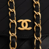 Chanel Noir Chevron Lambskin Single Flap Shoulder Bag