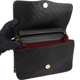 Chanel Noir Chevron Lambskin Single Flap Shoulder Bag