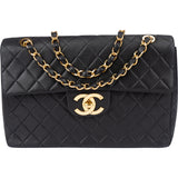 Chanel Quilted Lambskin 24K Gold Jumbo Single Flap Crossbody Bag